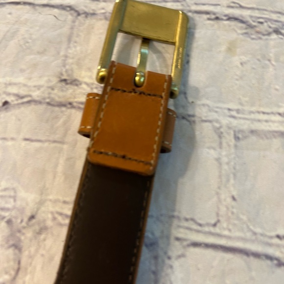 EDDIE BAUER VINTAGE ANILINE GLOVE LEATHER BROWN WITH SOLID BRASS BUCKLE SIZE MED - Picture 3 of 8